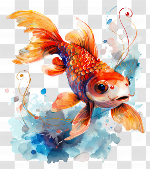 Fish - Watercolor Goldfish With Vibrant Hues Transparent PNG