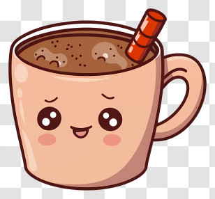 Cute Cartoon Character - Smiling Hot Chocolate Cup Illustration Transparent PNG