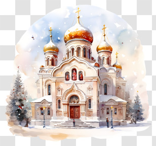 Church - Golden-Domed Church In Winter Transparent PNG