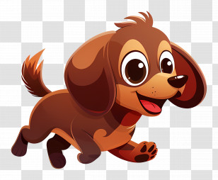 Animated Dog - Cute Cartoon Puppy Running Happily Transparent PNG