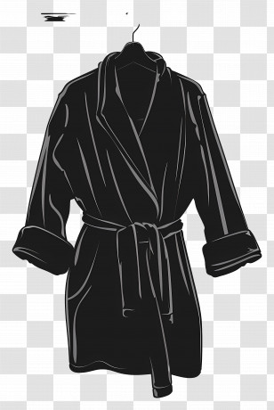 Black Bathrobe - Classic Black Bathrobe Illustration Transparent PNG