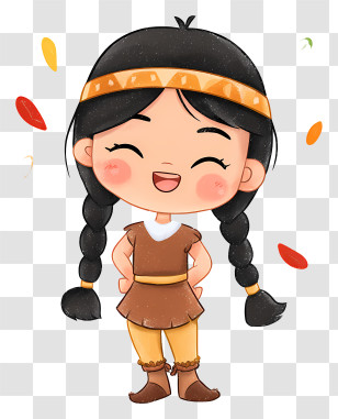 Girl In Native Attire - Happy Girl With Braids (cartoon) Transparent PNG