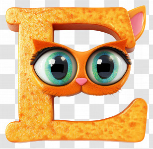 Funny Letter E - Orange Furry Letter E With Cat Features Transparent PNG