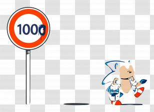 Sonic The Hedgehog - Sonic With Speed Limit Sign Transparent PNG
