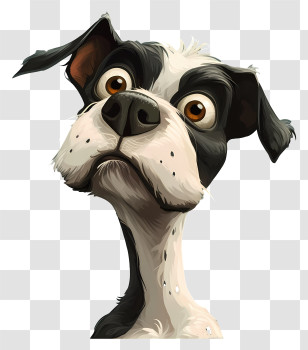 Cartoon Dog - Curious Black And White Dog Illustration Transparent PNG