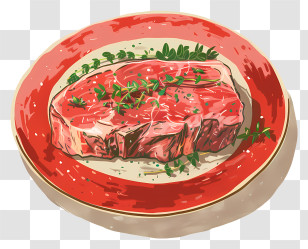 Roast Beef - Illustrated Steak Decorated With Herbs Transparent PNG