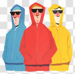 Men In Hoodies - Colorful Hooded Figures Transparent PNG