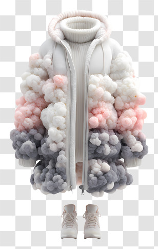 Winter Coat - Puffy Jacket With Cloud Design Transparent PNG