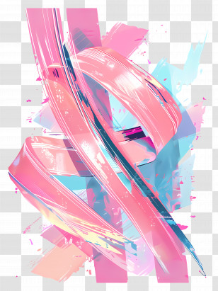 Pink Tape - Abstract Art With Pink And Blue Brush Strokes Transparent PNG