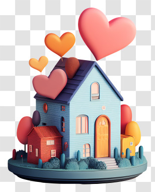 House With A Heart - Cute House With Hearts Illustration Transparent PNG