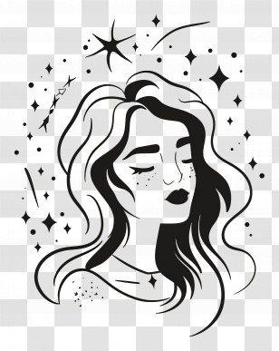 Girl Logo - Artistic Woman Silhouette With Stars Transparent PNG