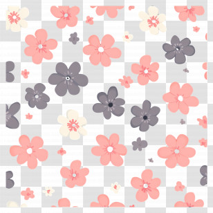 Flower Background - Chic Pink And Gray Floral Pattern Design Transparent PNG
