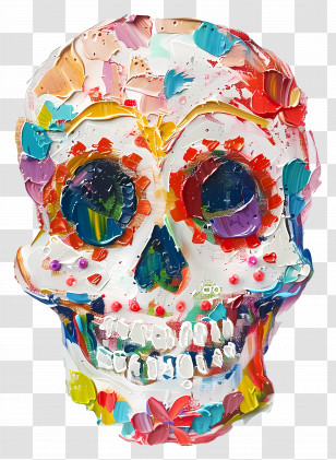 Oil Painting - Colorful Abstract Skull Painting Transparent PNG