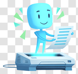 Futuristic Printer - Friendly Printer Mascot Illustration Transparent PNG