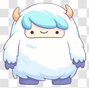 Cryptid Yeti - White Furry Cartoon Monster With Light Blue Hair Transparent PNG
