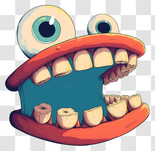Wacky Mouth - Cartoon Teeth With Eyes Transparent PNG
