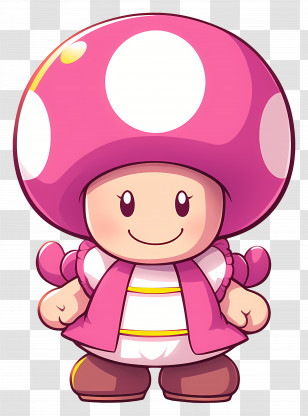 Toadette - Cute Pink Mushroom Character Transparent PNG