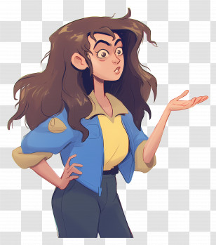 Cartoon Woman - Animated Woman With Expressive Gesture Transparent PNG