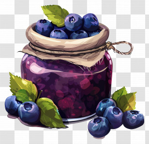 Blueberry Jar - Blueberry Jam Jar With Fresh Berries Transparent PNG