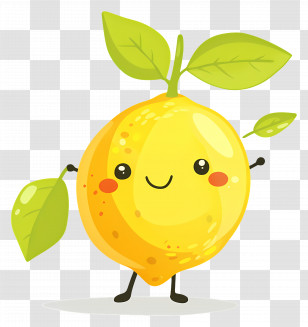 Lemon Kawaii - Cute Lemon Character Transparent PNG