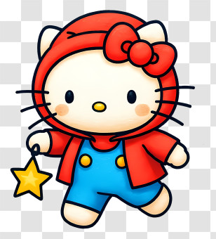 Hello Kitty Winter - Cute Cat In Red Hood Transparent PNG