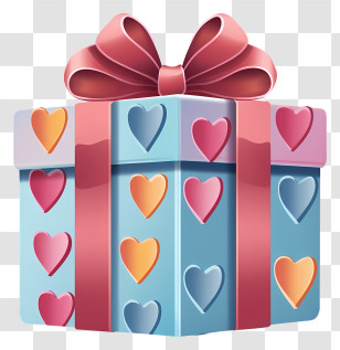 Gift Box - Colorful Gift Box With Heart Design Transparent PNG