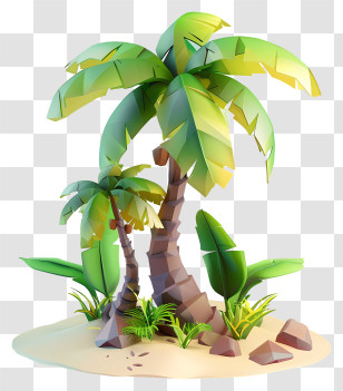 Palm Trees - Palm Trees On An Island Transparent PNG