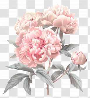 Light Pink Peonies - Pink Peony Flower Bouquet Representation Transparent PNG