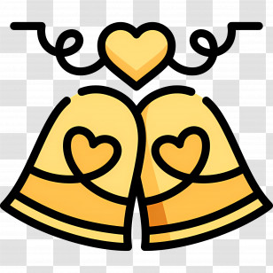 Wedding Bells - Wedding Bells With Hearts Transparent PNG