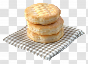 Salt Biscuit - Stack Of Freshly Baked Biscuits On Plaid Cloth Transparent PNG
