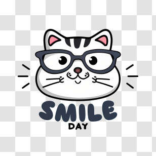 World Smile Day - Cat With Glasses For Smile Day Transparent PNG