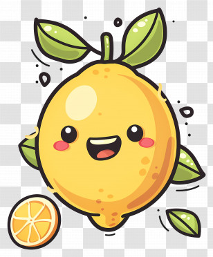 Lemon Kawaii - Playful Lemon Cartoon Transparent PNG