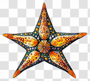 Glitter Star - Colorful Decorative Starfish Transparent PNG