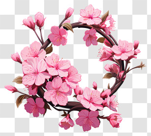 Cherry Blossom - Beautiful Pink Cherry Blossom Wreath Transparent PNG