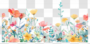 Pastel Flower - Colorful Watercolor Flower Illustration Transparent PNG