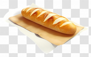 Yellow Baguette - Realistic Loaf Of Bread On Parchment Transparent PNG