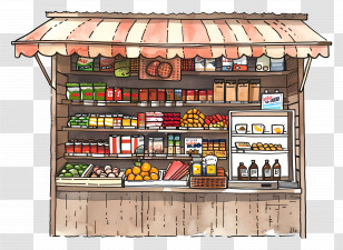 Market Stall - Rustic Market Stall With Assorted Goods Transparent PNG