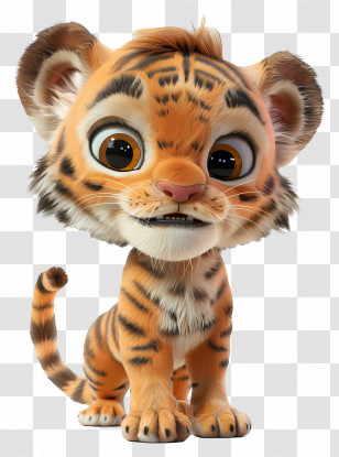 3d Tiger - Adorable Cartoon Tiger Cub Transparent PNG