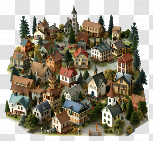 Small Town - Miniature Village Town Model Transparent PNG