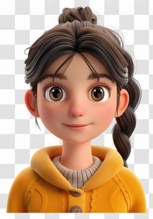 3d Girl Avatar - Cute Animated Girl With Braided Hair Transparent PNG