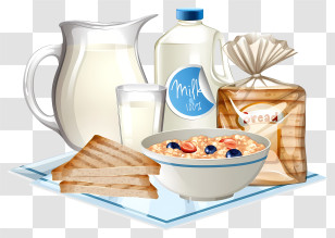 Food - Classic Breakfast Items Arrangement Transparent PNG