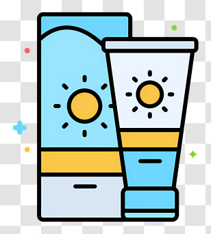 Sunscreen - Sunscreen Bottles With Sun Icon Transparent PNG