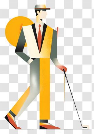 Golf Player - Stylized Golfer With Club Transparent PNG