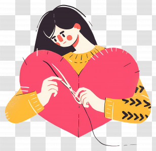Woman Mending Broken Heart - Girl Sewing A Heart Transparent PNG