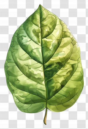 Green Leaf - Green Leaf Botanical Illustration With Details Transparent PNG