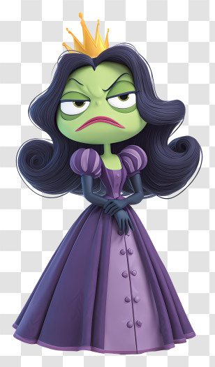 Grumpy Frog Queen - Grumpy Green Queen In Purple Dress Transparent PNG