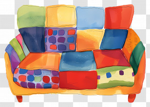 Sofa Top View - Colorful Patchwork Sofa For Home Interiors Transparent PNG