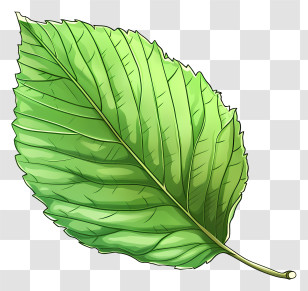 Elm Leaf - Single Green Leaf Detailed Illustration Transparent PNG