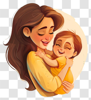Mom - Mother And Child Hugging Illustration Transparent PNG
