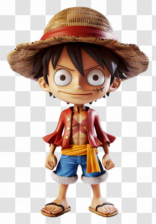 Luffy Action Figure - Cartoon Character With Straw Hat Transparent PNG